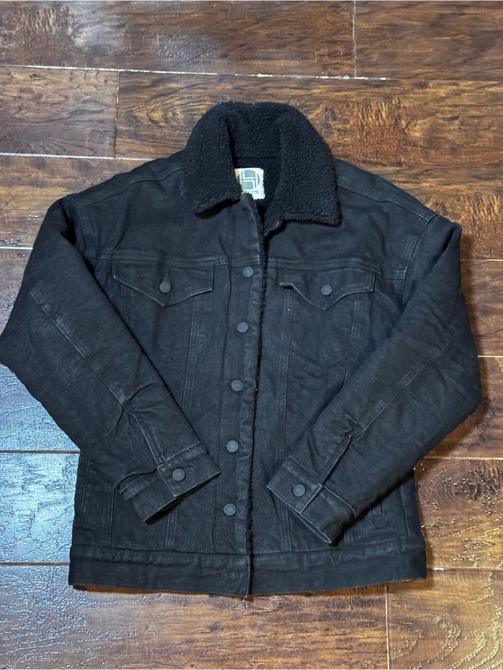 NWT Hoodlamb By Hemp Tailor Black Sherpa Lined Denim Jacket Size Small